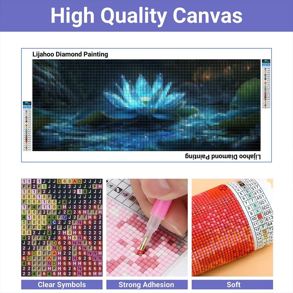 Kit Peinture Diamant 5D Lotus - Toile 40x30 Cm, Strass + Outils Inclus - Activité Créative DIY, Décoration Murale