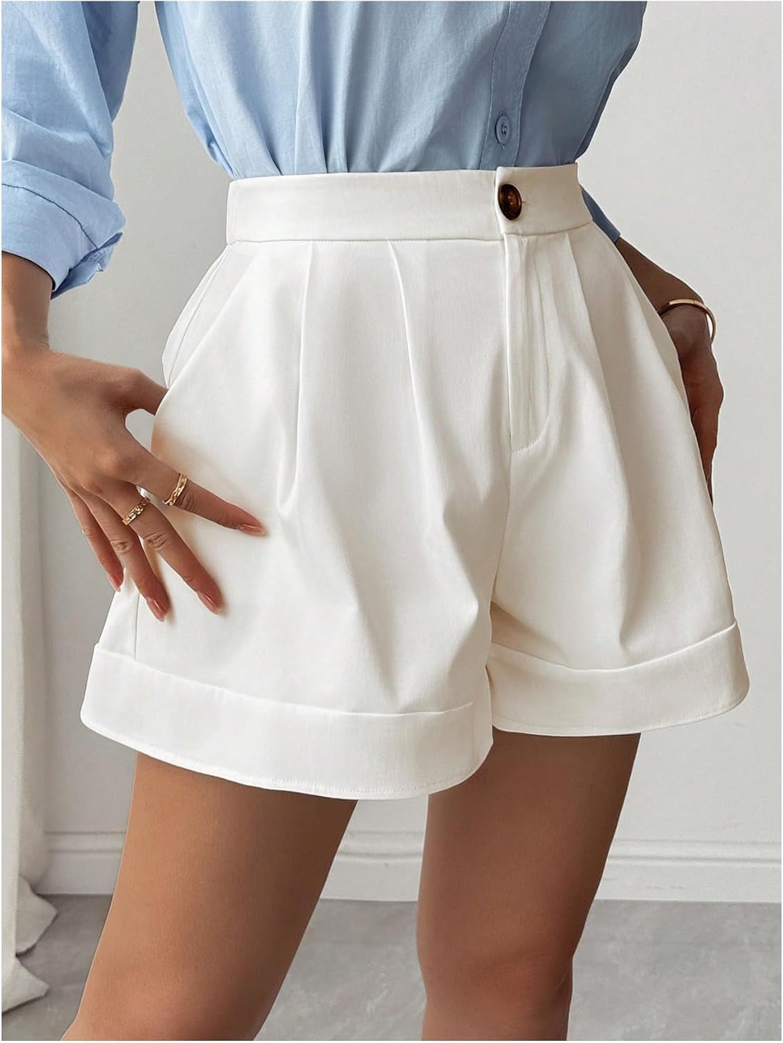 MakeMeChic Women's High Waist Wide Leg Shorts Dressy Shorts Work Business - Image 3