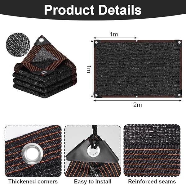 Red de Sombreado 1x2 M,Tejido de Protección Visual 90%, Toldo Red de Sombra para Jardín con Ojales,Protección Solar y Aislamiento Térmico,Prueba de Polvo,para Patio Exterior,Jardín, Gallinero - 2