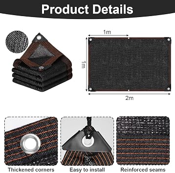 90% Sunblock Shade Cloth with Grommets(1m x 2m) | UV Resistant Greenhouse Shading Net, Multifunctional Sun Mesh Shade Canopy for Garden, Patio, Backyard, Swimming Pool