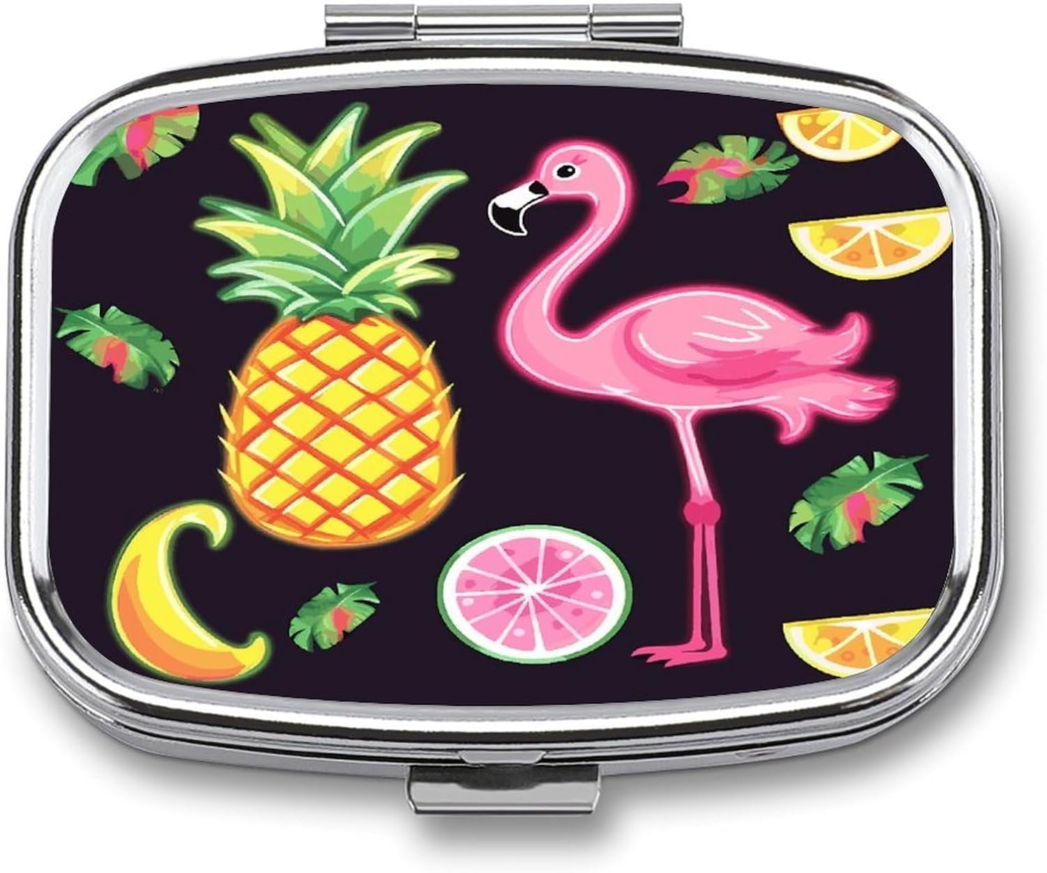 Pineapple Banana Flamingo Travel Pill Organizer Pill Case