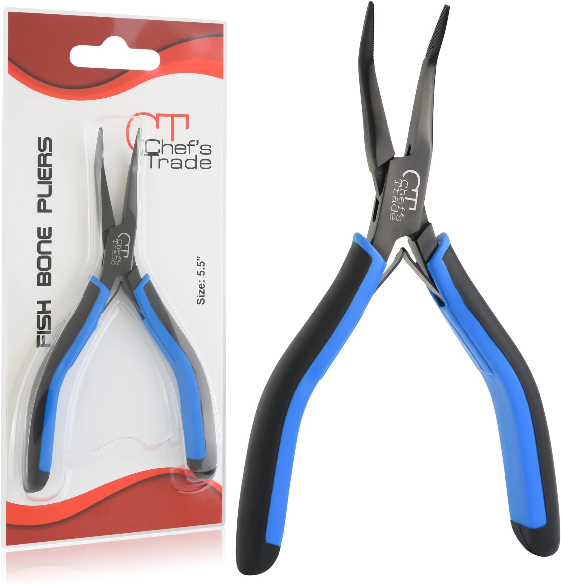 Fish Bone Pliers/Tweezers Stainless Steel Curved With Non-Slip Grip