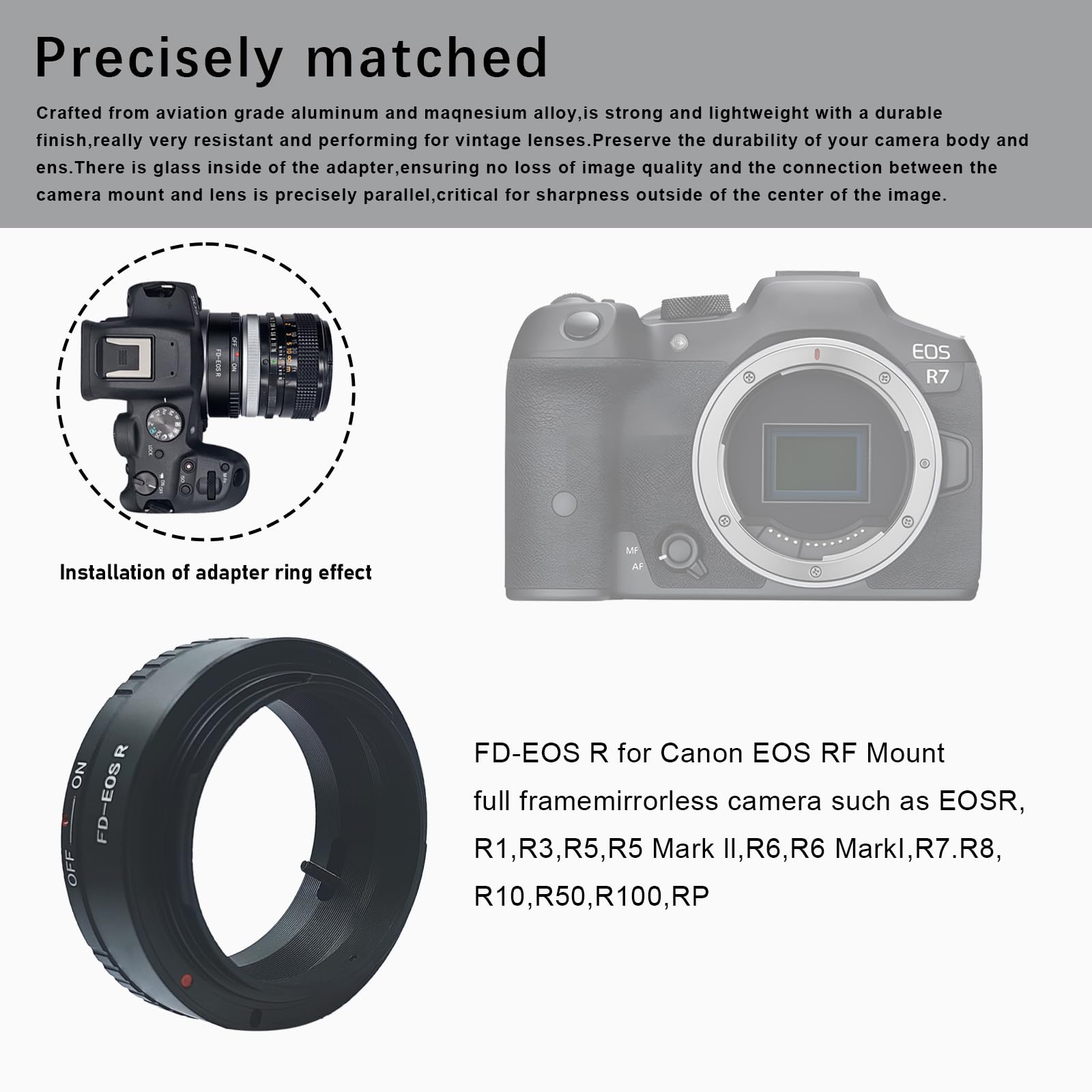 FD-EF R Bague d'adaptation pour Objectif FD/FL Compatible avec Appareil Photo EF R-Mount EF RF RP, FD to EFS R