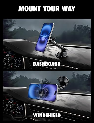 Miniatura 4 de Bracketron MagAlign X Pro - Soporte de teléfono para automóvil con brazo de alcance extendido para tablero y parabrisas, soportes magnéticos para