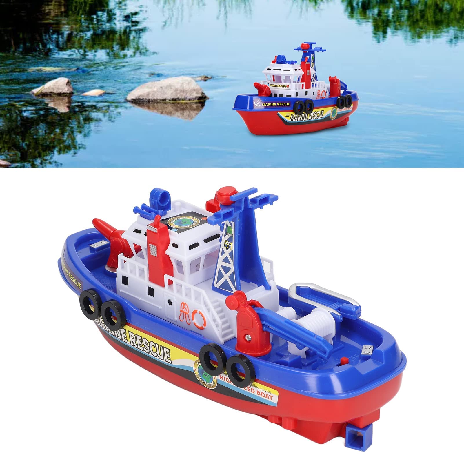Alomejor Feuerwehrboot-Spielzeug, Feuerwache, Feuerwehrspielzeug, Feuerwehrschiffsmodell für Kinder, Mädchen