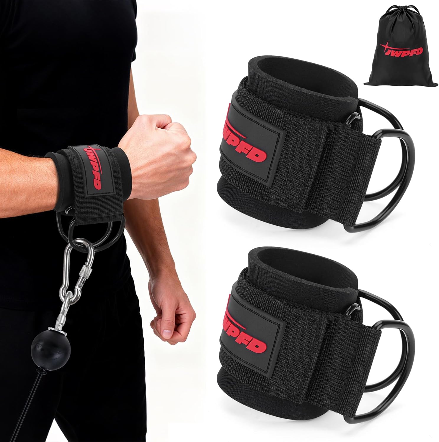 Wrist Straps for Cable Machines Wrist Cuffs for Men Woman Neoprene Padded Straps for Gym Strength Training Equipment