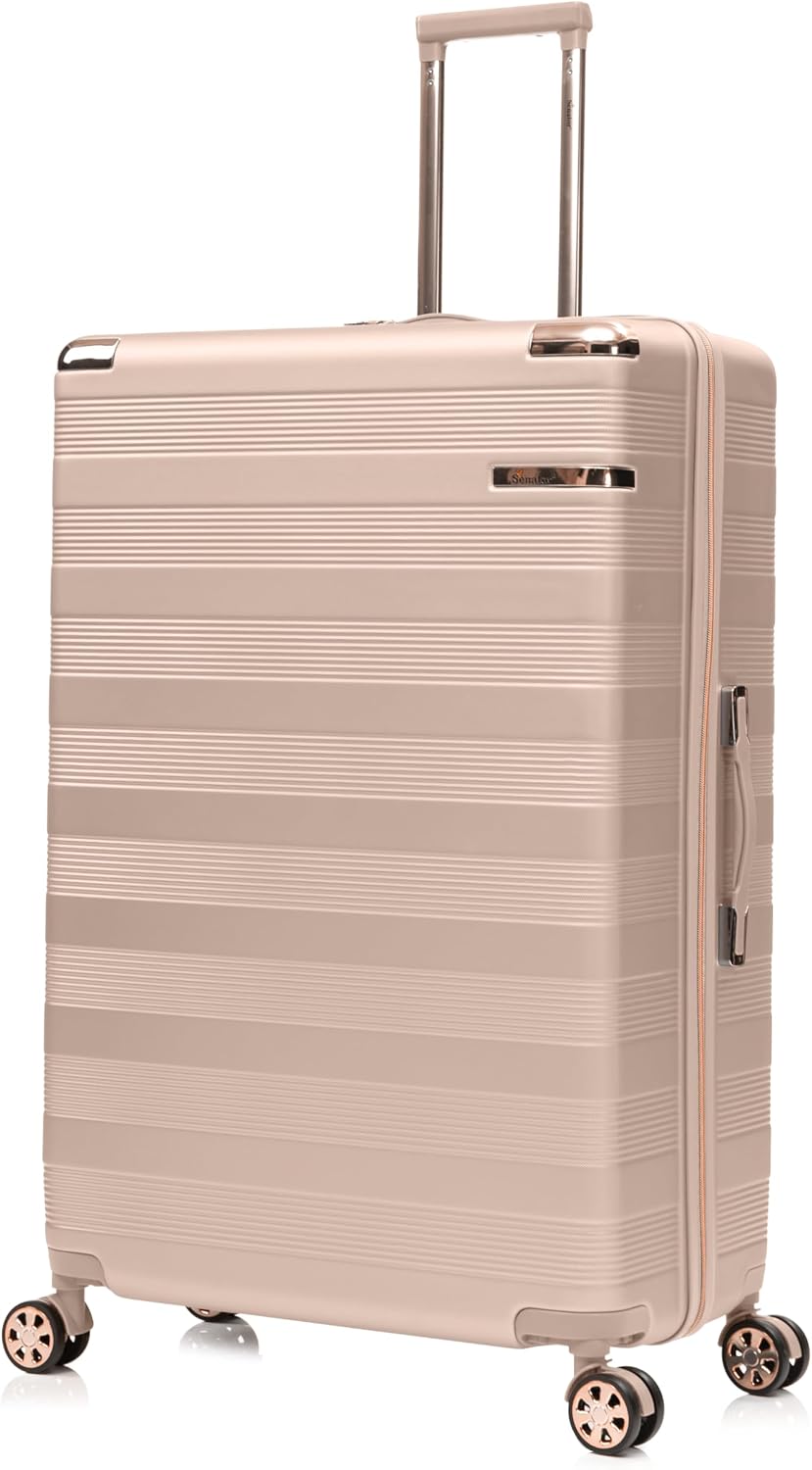 Senator Unisex Travel Luggage ABS Lightweight 4 Quiet 360° Double spinner Wheel Suitcase with Built-In TSA Type lock A5125 (Checked Luggage 32-Inch, Milk Pink)