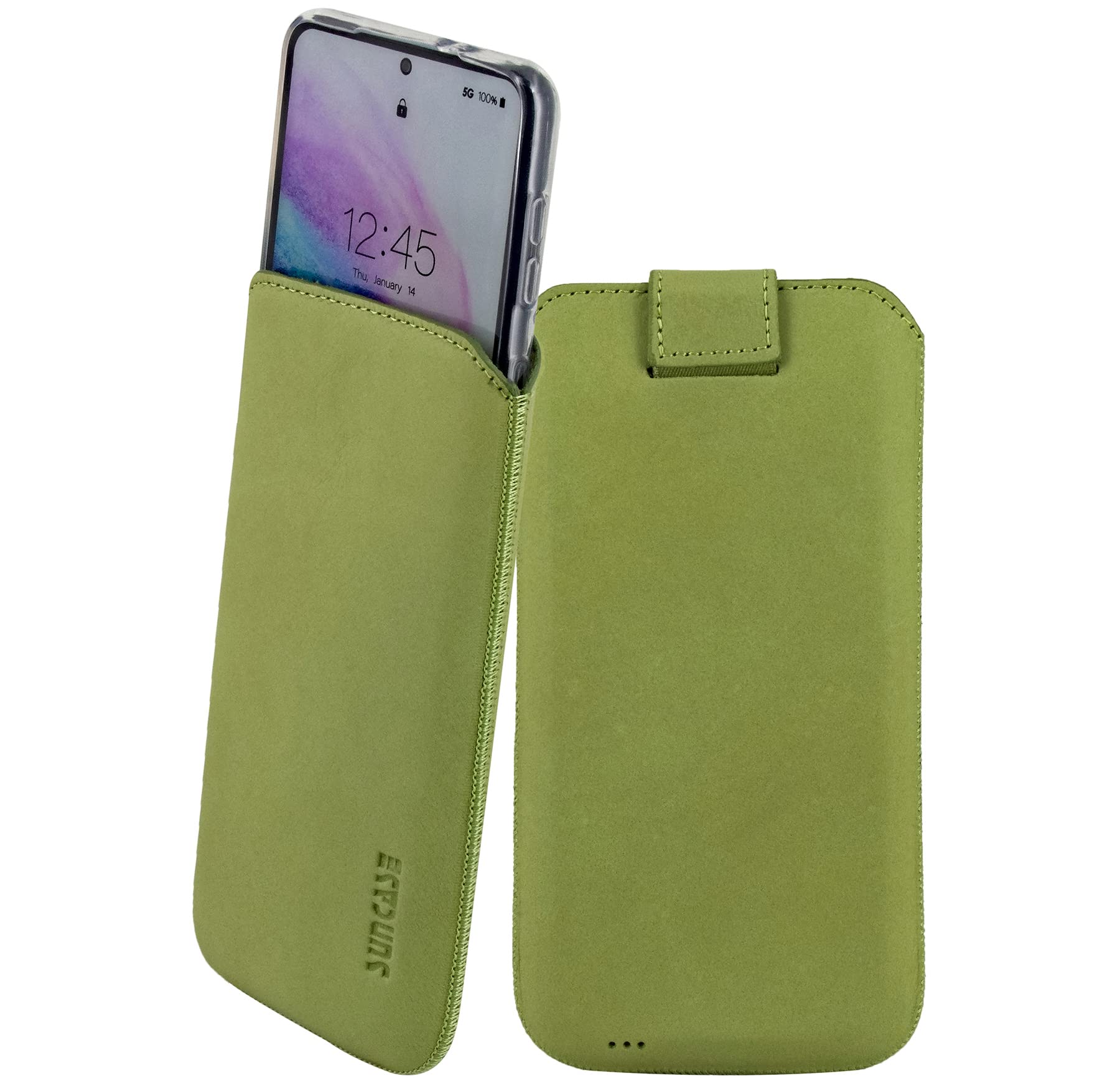 Case Compatible with Sony Xperia 1 V 5 (2023) Case with Additional Case / Shell / Bumper Tab with Pull-Up Function Mobile Phone Case Leather Protective Cover Antique Kiwi Green