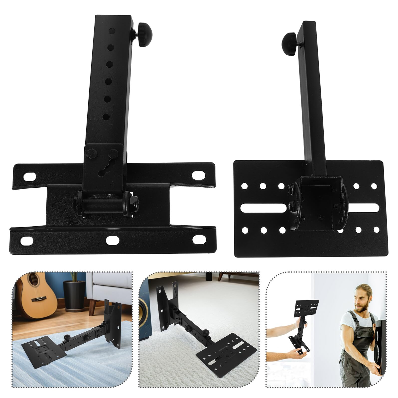 Support Mural Métallique Réglable pour Haut-Parleurs Bras Extensibles Étagère Murale Robuste pour Système Audio Ktv et Home Cinéma Support Extensible pour Enceintes Murales – 1
