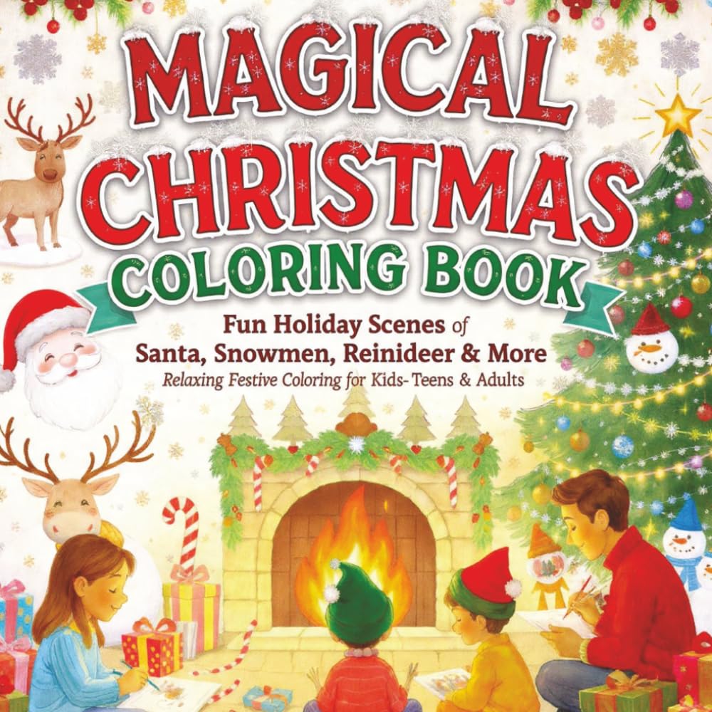 Magical Christmas Coloring Book: Magical Christmas Coloring with Festive Scenes of Santa, Snowmen, Reindeer & More! | Cozy Winter Fun for Kids, Teens ... | Perfect Gift for Relaxation & Christmas Joy