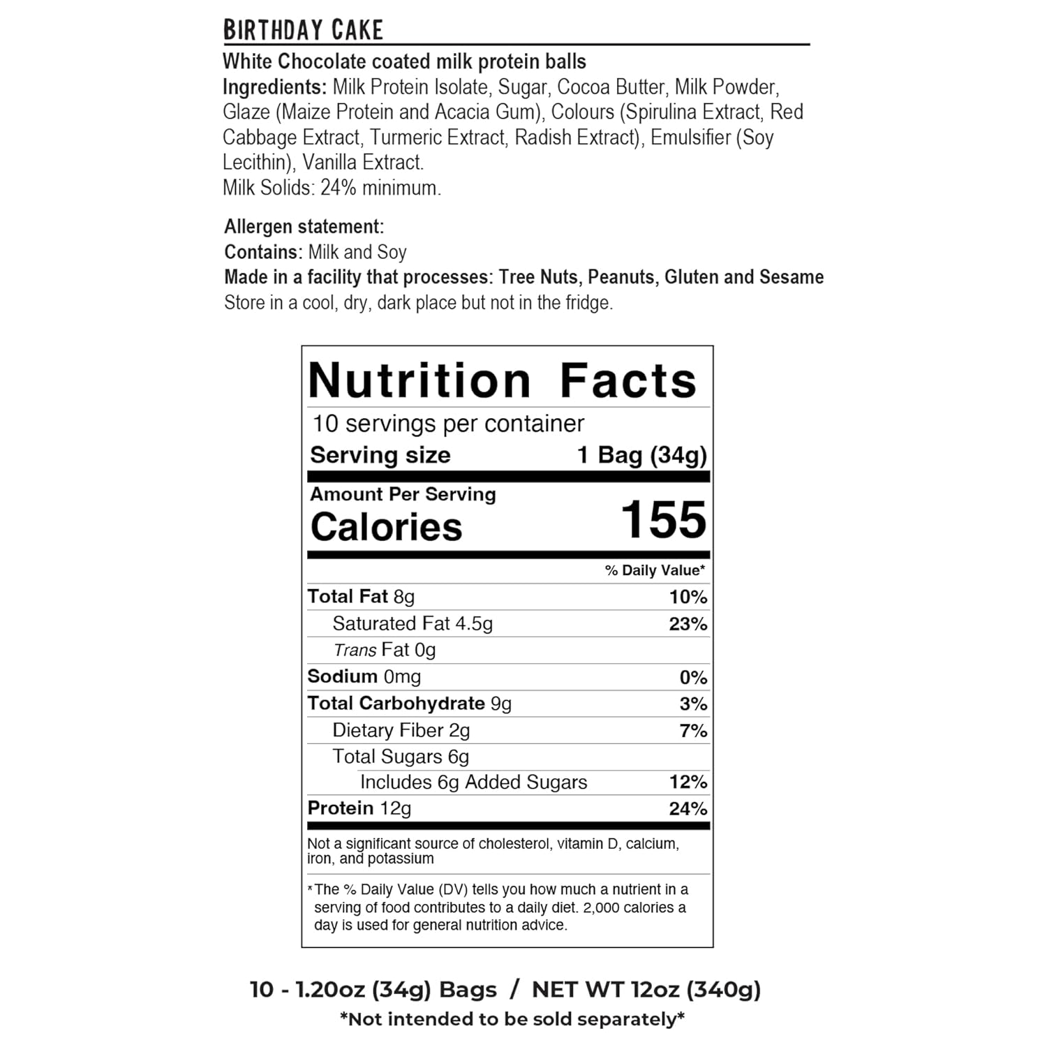 Crunchy Protein Balls - Lunchbox Ready, High Protein, Naturally Gluten Free, Lower Sugar, Snack for School, Work, Travel, Parties, Gaming - Knack Snacks - Vanilla Birthday Cake Flavor (10x 1.2oz Bags)