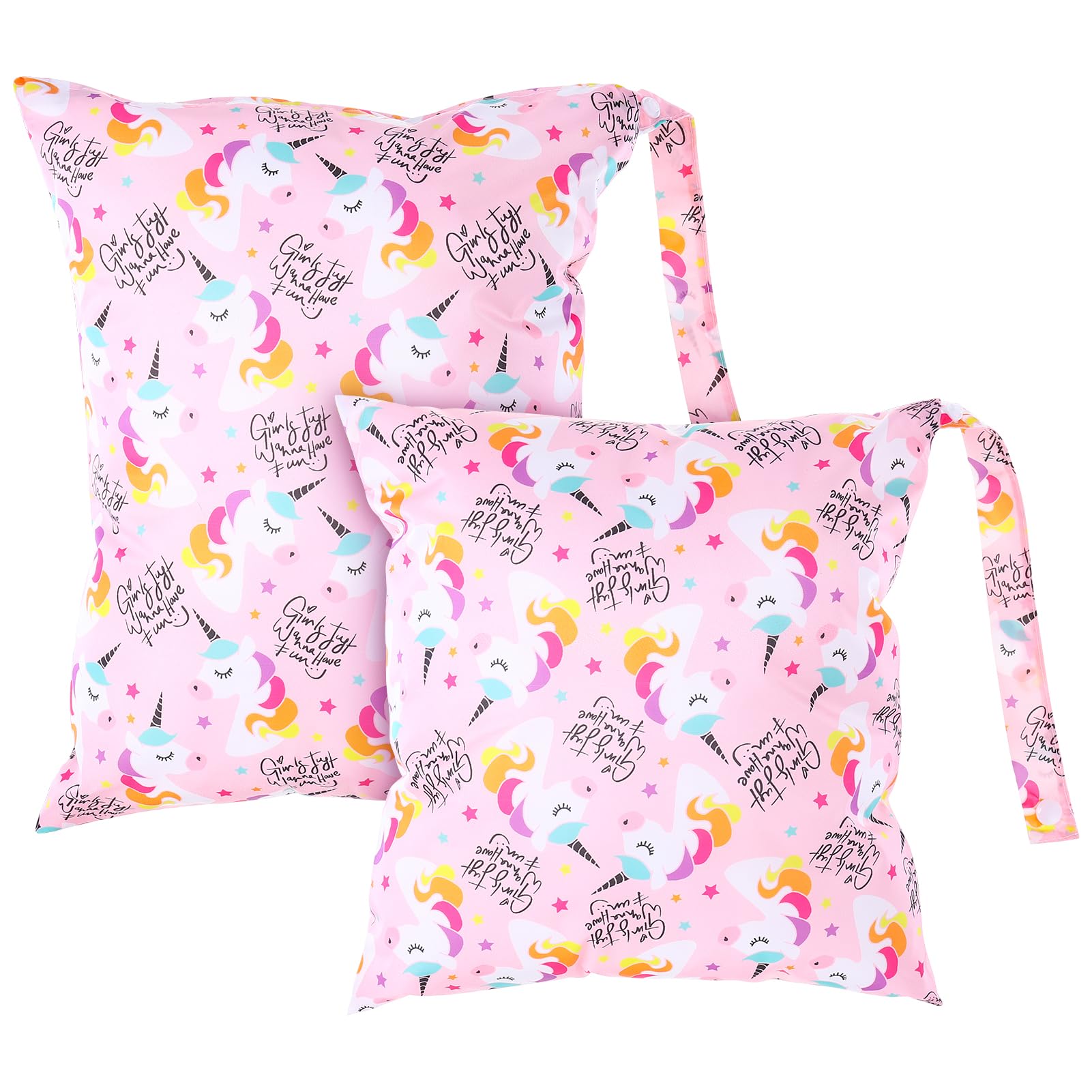 Halinuia 2 Stück Nassbeutel,Wiederverwendbar Wetbag Einhorn,Kindergarten Windeltasche für Unterwegs,Wetbag Periodenwäsche Wasserdicht,Nasstasche für Schwimmbad,Strand,Reisen,Fitnessstudio