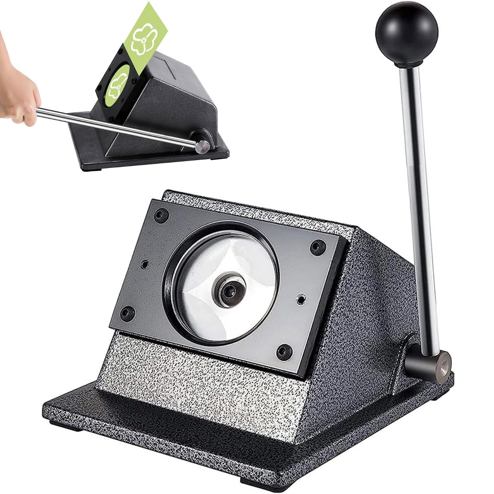 Wsexyy Round Punch Die Cutter, 58mm Manual Round Badge Maker, with Long Handle, Manual Press Button Paper Cutter, for Cards, Badges, Cartoon Buckles, Photo Frames