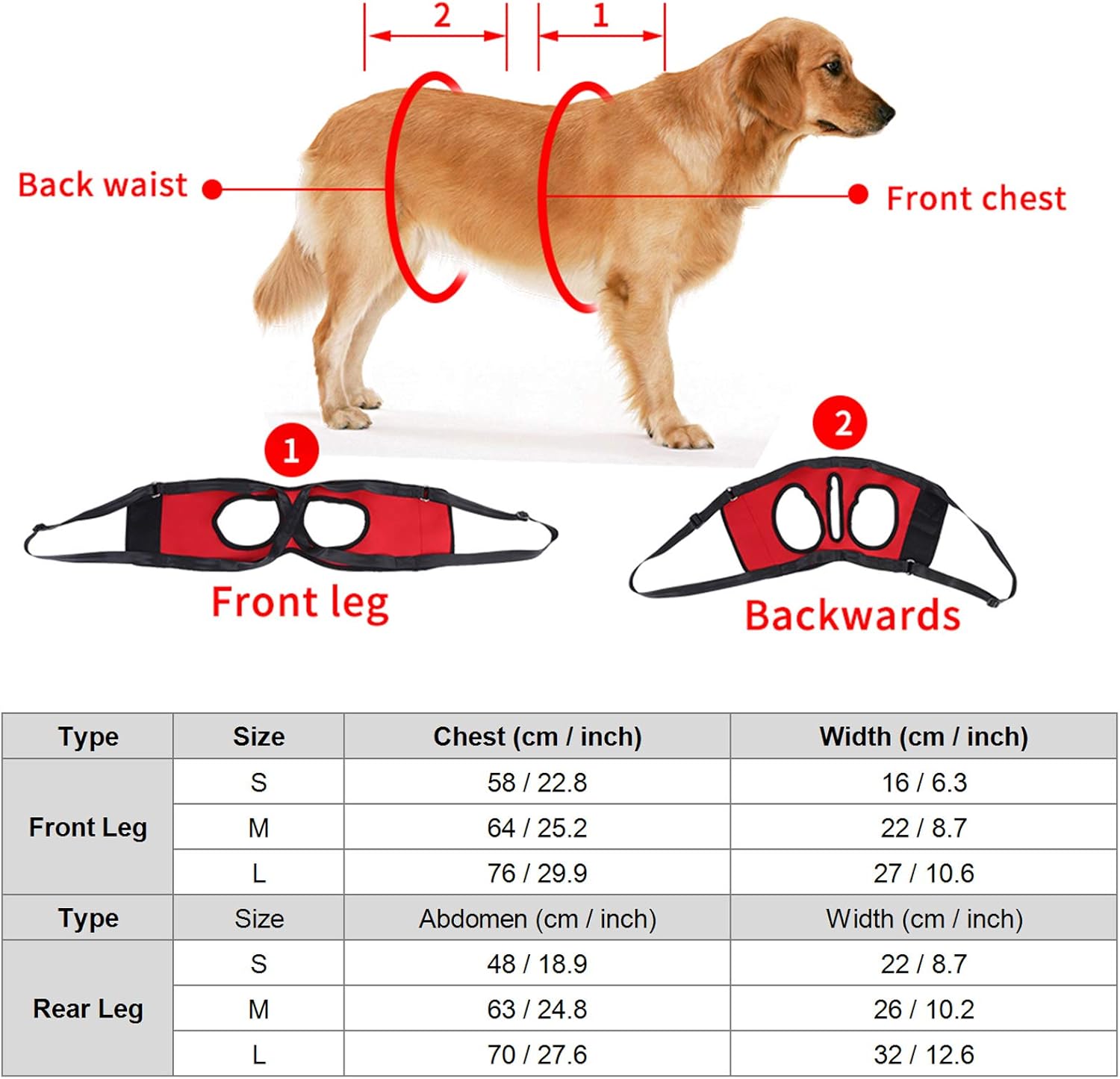 Oumefar Front Dog Support Harness Lifting Aid Harness Walking Aid Lifting Pulling Vest for Old Injured Dogs(Front Leg M)