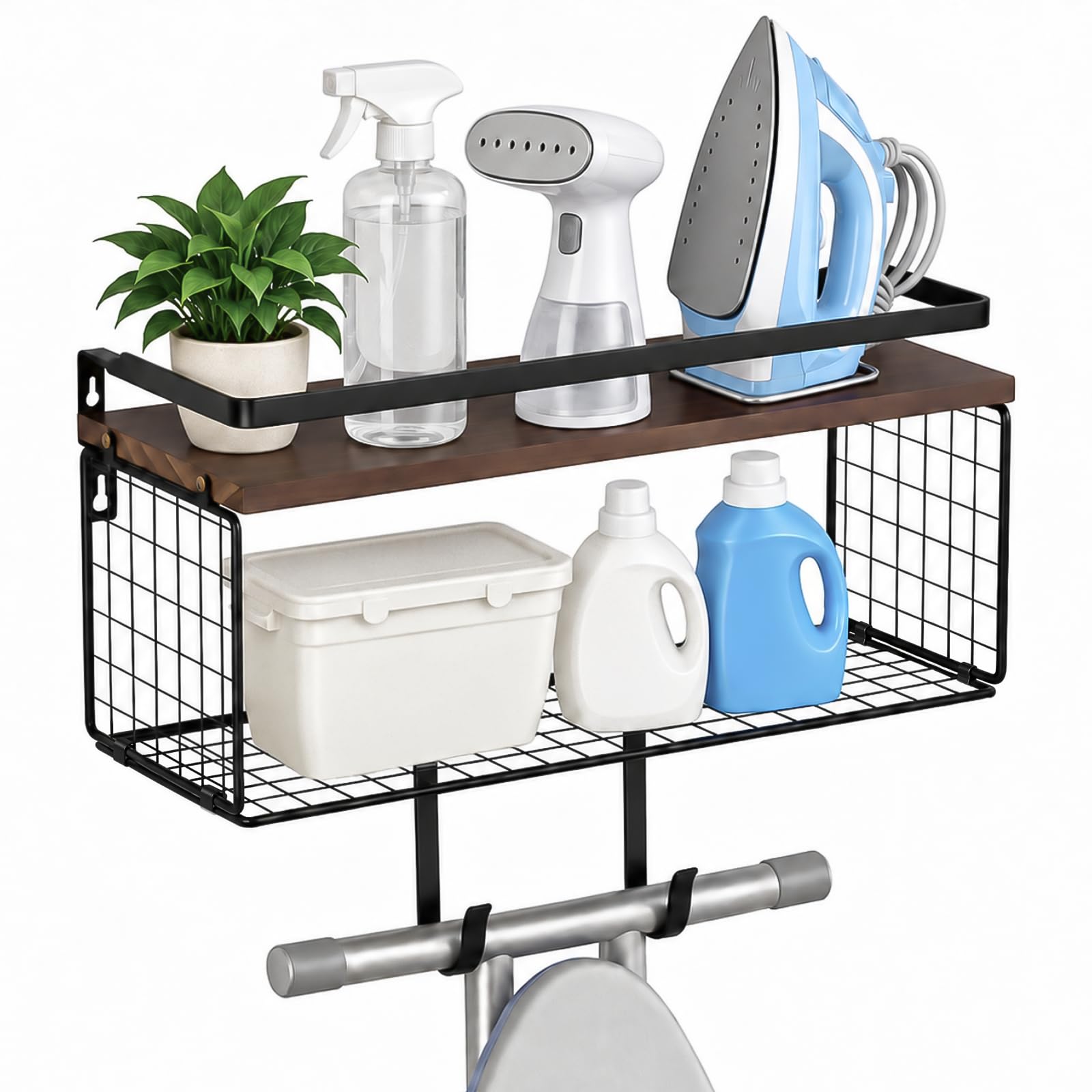View 1 of ***STOCK PHOTO FOR REFERENCE ONLY**Ironing Board Hanger Wall Mount, Ironing Board Holder with Basket