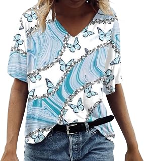 KBOPLEMQ T-Shirt Women's Summer Short Sleeve Summer Shirt Casual Crew Neck Shirt Blouse Casual Top Tops Pullover Elegant T-Shirt with V-Neck Casual T-Shirt Top with Sunflower Print