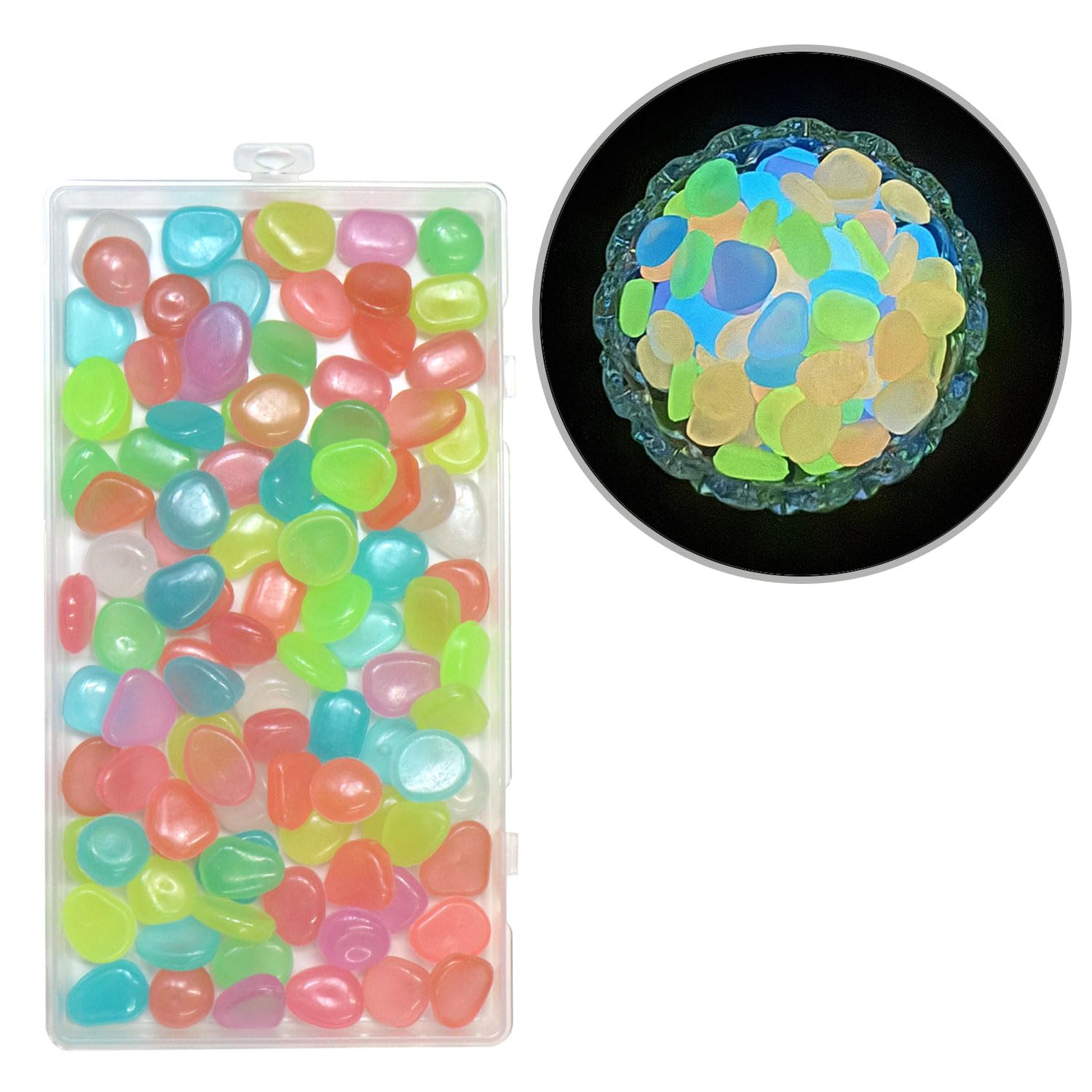 Amazon.co.jp: 夜光石 約100個入り 【カラー ミックス】 蓄光 石 発光