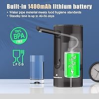 Vista 4 de KitchenBoss - Dispensador universal de botella de agua de 5 galones: bomba automática plegable para botella de agua, bomba de agua potable eléctrica