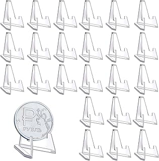 25 peças suportes de acrílico transparente para moedas de coleção cartas medalhas e pendentes expositor mini estável para exibição na mesa