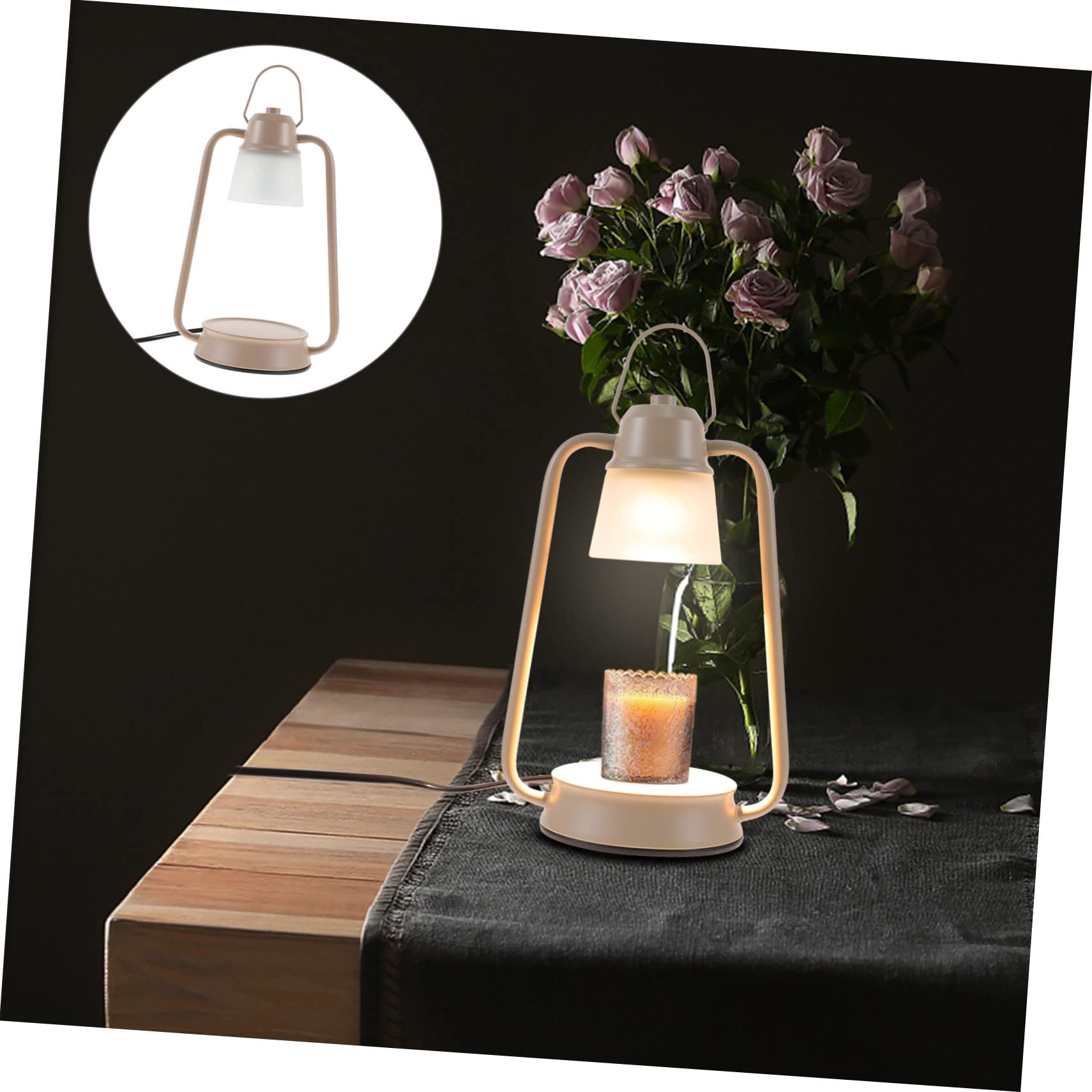 Luxshiny 1 Set Candle Warmer Lamp Electric Wax with Timer Dimmable Light Retro Design for Jar Candles Smokeless Home Fragrance Warmer for Bedroom Living Room US Plug