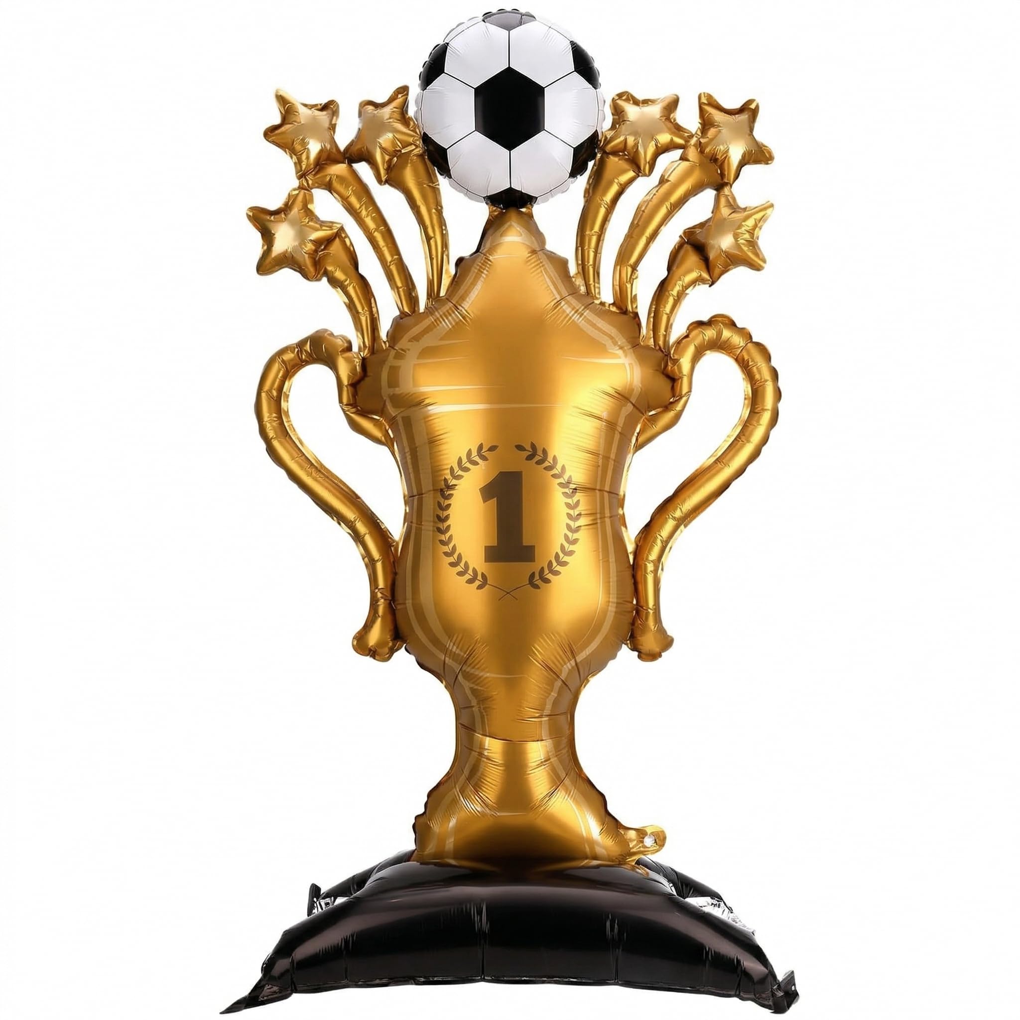 Inflatable World Cup Trophy Balloon 2026 Decorations,Football Presentation Decorations for Premier League,3D Football Foil Balloons Gold with 2 Standing Soccer for Birthday Party Decor (82 x 150 cm)