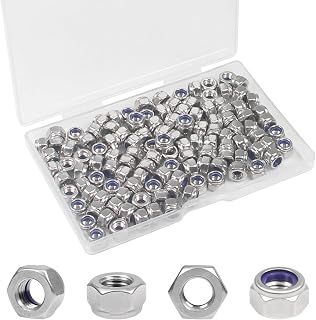 120PCS M4 Locknuts M4x0.7mm Nylon Insert Hex Lock Nuts | 304 Stainless Steel Metric Self-Locking Nylon Lock Nut for Industrial Construction Fasteners