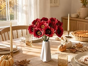 Mandy's 10 Stems Red PU Poppy Artificial Flowers