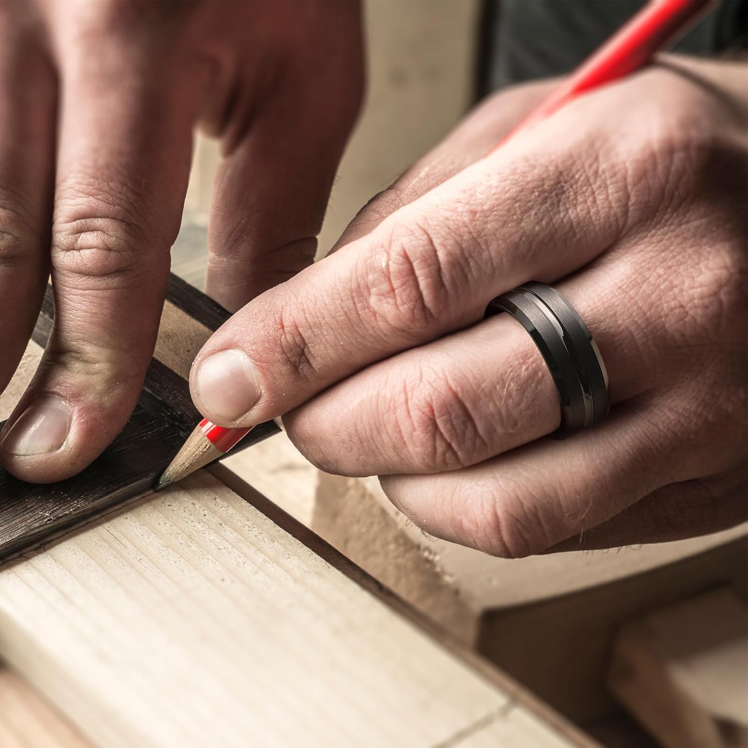 King Will Tungsten Carbide Wedding Band for Men Women-6/8/10mm Width Multicolor Available with Grooved Center Wedding Ring Suitable for Work, Gym Comfort Fit Size 4-16 - Image 4