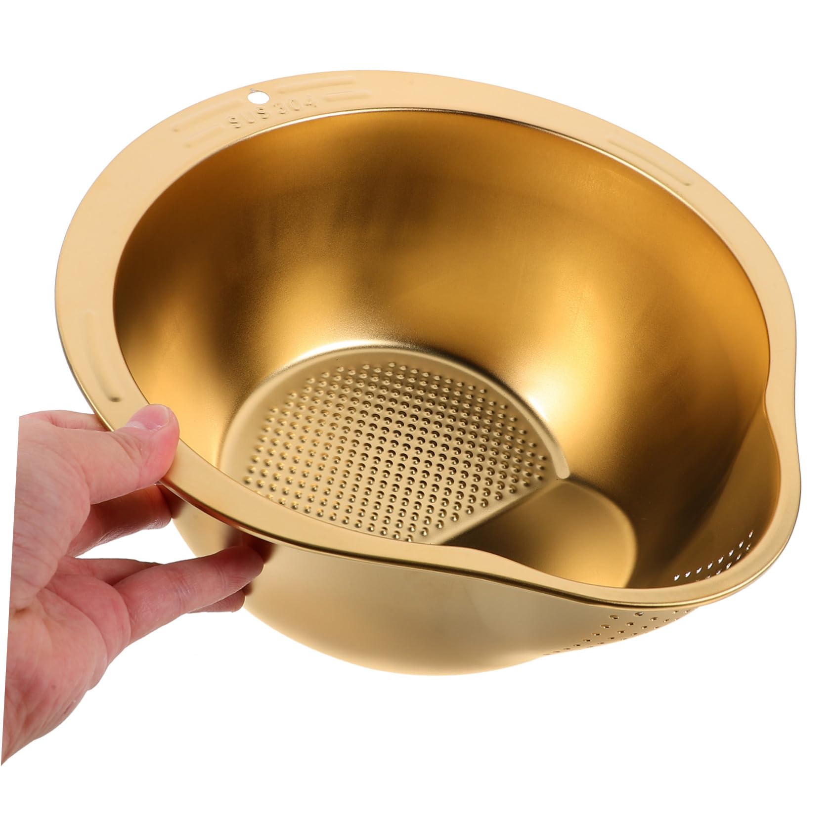 TOYANDONA Colador Multi-funcional y Elegante de Acero Inoxidable Dorado para Lavar Arroz Práctico Recipiente para Escurrir para Cocina Diaria