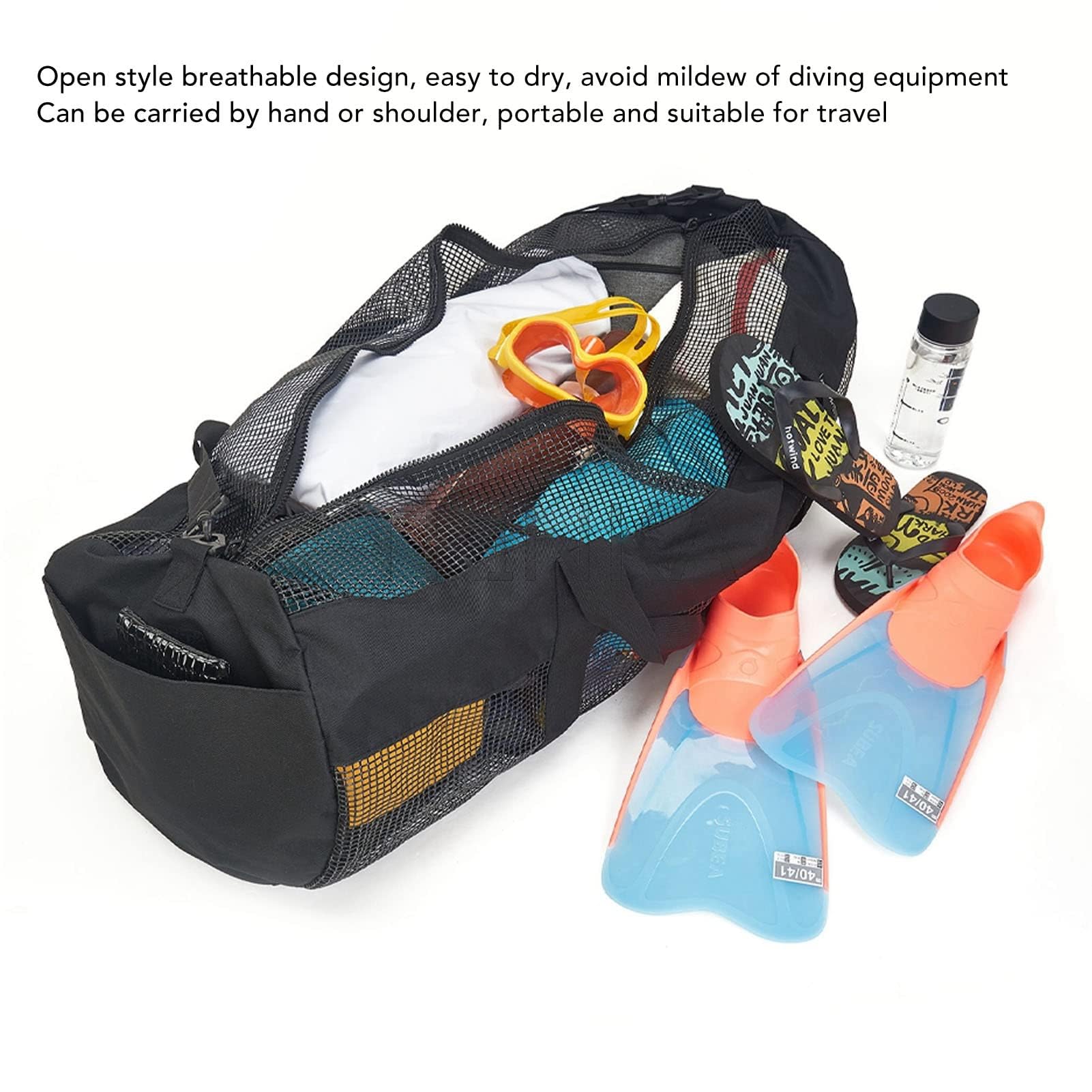 HERCHR Bolsa de Engranaje de Malla para Equipos de Snorkel, Equipos de Snorkel Extra Grandes transportando Bolsas de Transporte de Redes de Buceo.