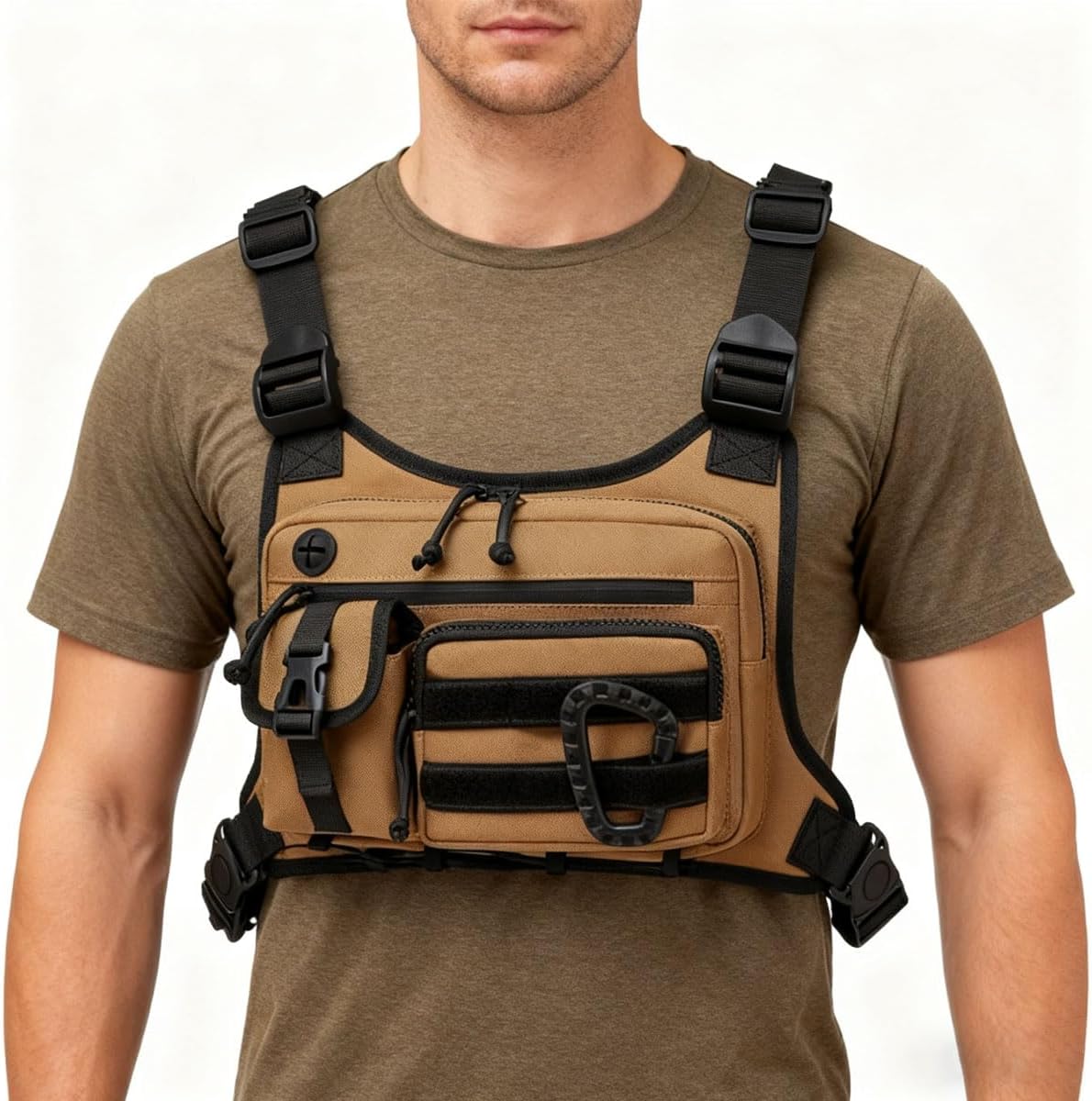 EUNOGO Outdoor Chest Bag For Men and Women, Tactical Chest Pack, Adjustable Running Vest Bag,EDC Chest bag for Travel