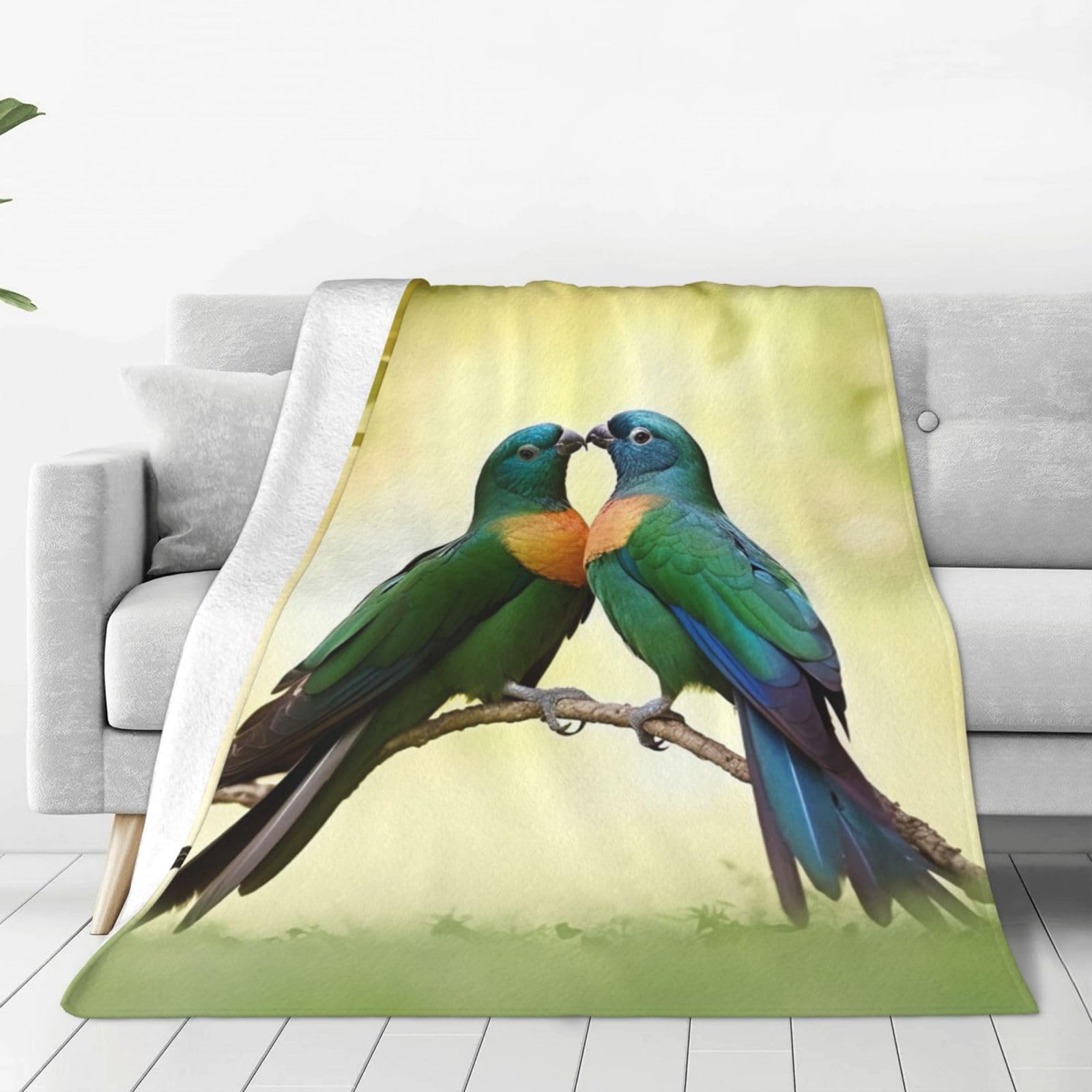 Couverture ultra douce en microfibre premium motif Love Birds durable