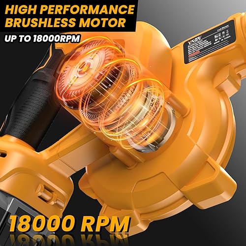 Miniatura 5 de Soplador de hojas inalámbrico para batería Dewalt de 20 V máximo, soplador de aire para sitio de trabajo con motor sin escobillas, 6 velocidades