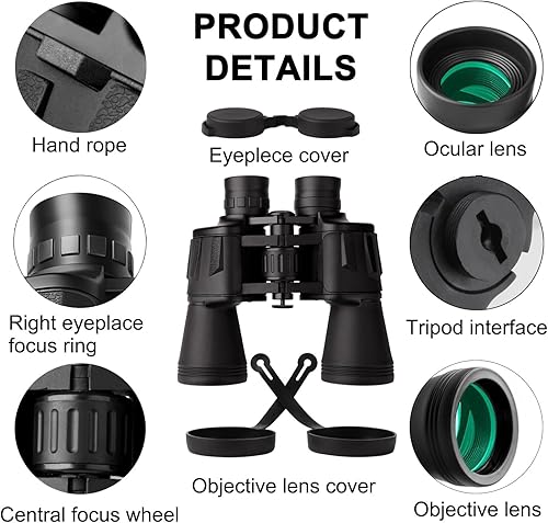 Miniatura 4 de LANDVIEW Binoculares de alta potencia de 20 x 50 para adultos con adaptador para smartphone, prismáticos compactos profesionales HD impermeables