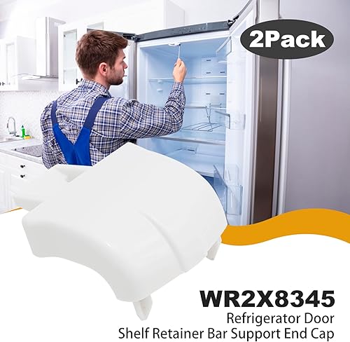 Miniatura 3 de 2 piezas WR2X7617 Barra de retención para puerta de refrigerador, repuesto para refrigeradores GE Hotpoint Kenmore, repuesto # PS298977 WR02X8345