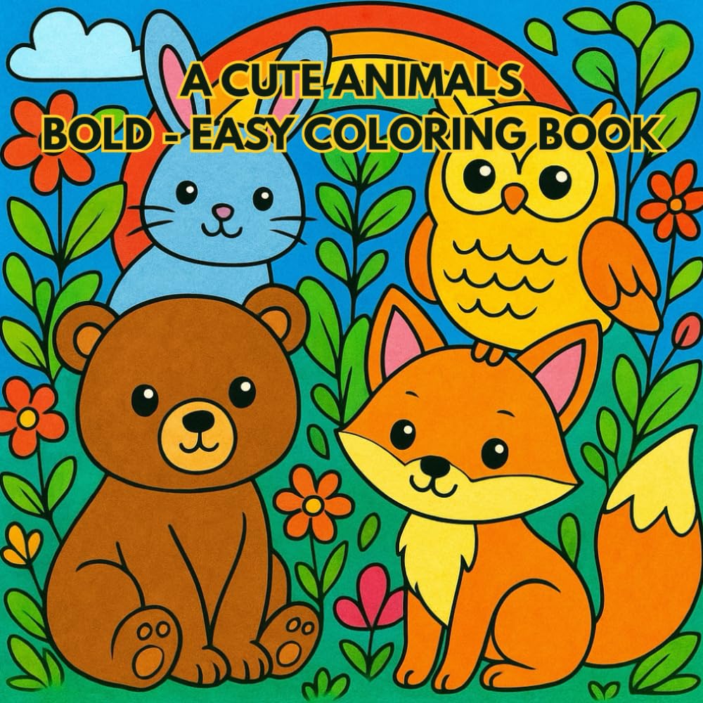 A CUTE ANIMALS: BOLD - EASY COLORING BOOK