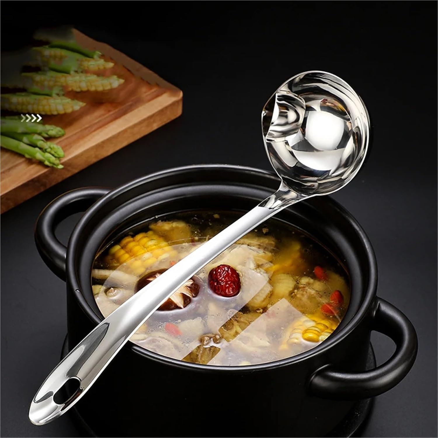 Stainless Steel Soup Fat Oil Separator Ladles Skimmer Spoon Colander For Kitchen With Heat Insulation Anti-scalding