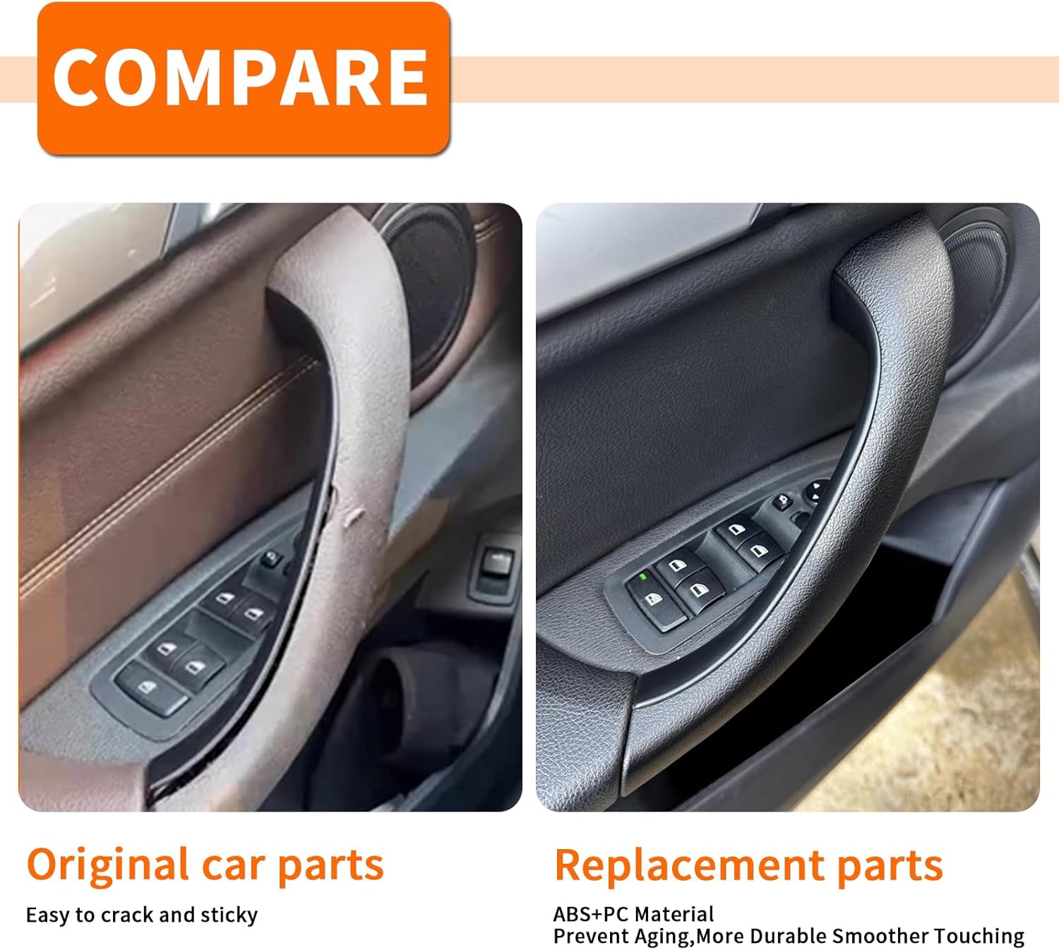 Car Door Handles Replace Cover for BMW X1 X2 E84 F48 F39 2009-2022 Interior Door Grab Handle Cover Auto Door Pull Handle Accessories (F48 F39 Black)