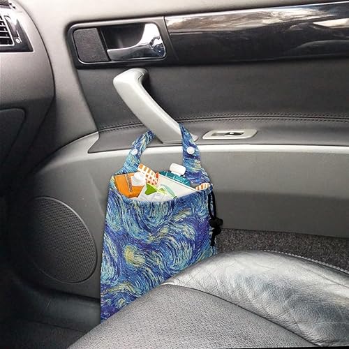 Miniatura 2 de DISNIMO Van Gogh - Bolsa de basura para coche, plegable, a prueba de fugas, organizador de asiento trasero de automóvil, bolsa de basura portátil
