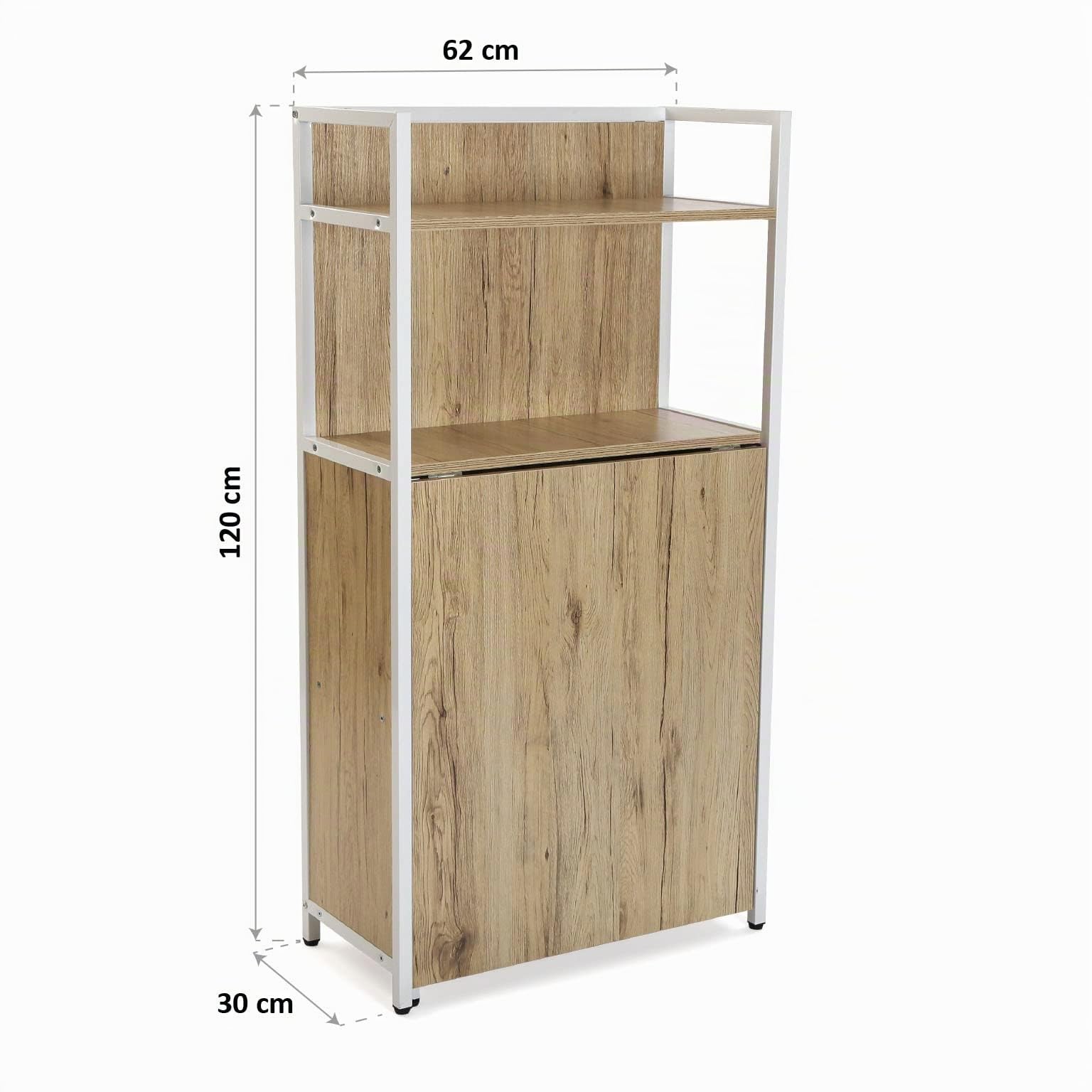 Versa Blumenau Esstisch mit Regal für Küche, Terrasse, Garten oder Esszimmer, Klappbare Arbeitsplatte, Maßnahmen (H x L x B) 120 x 30 x 62 cm, Holz, PVC und Metall, Farbe: Braun und Weiß
