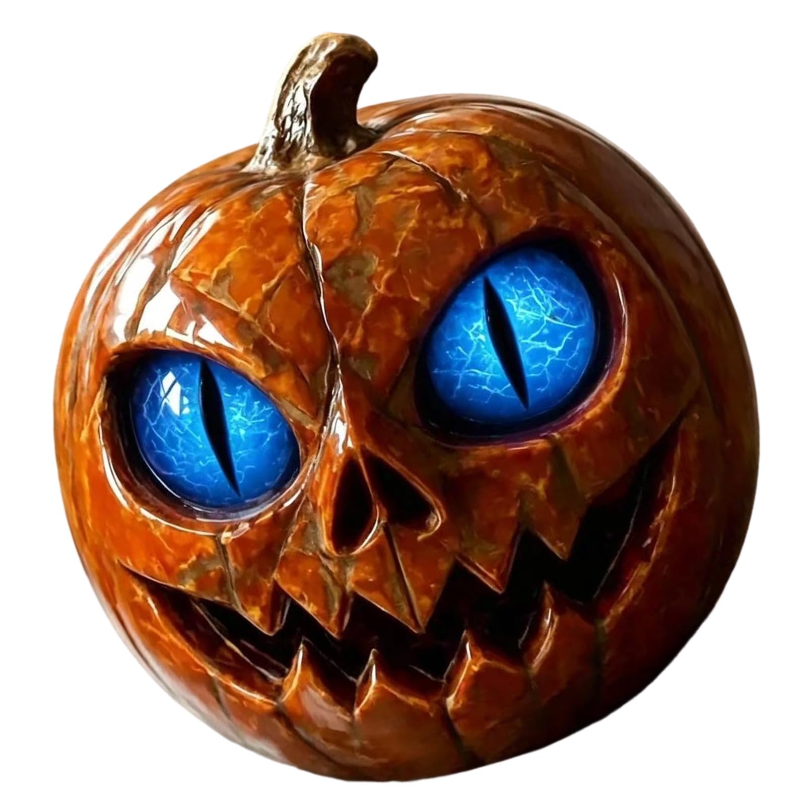 Carved Pumpkin Figurine Halloween Resin Decor, Tabletop Accent Statue for Mantel, Shelf and Seasonal Home Displays Pumpkin Statue Resin Halloween Decor Tabletop Shelf Mantel Entryway Centerpiece Dark