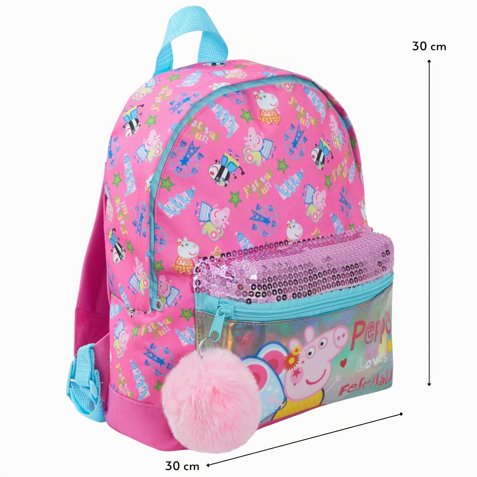 Sac à Dos Peppa Pig Luxe Sequin Sac à Dos Fille Rose École Sac à déjeuner pour Tout-Petits