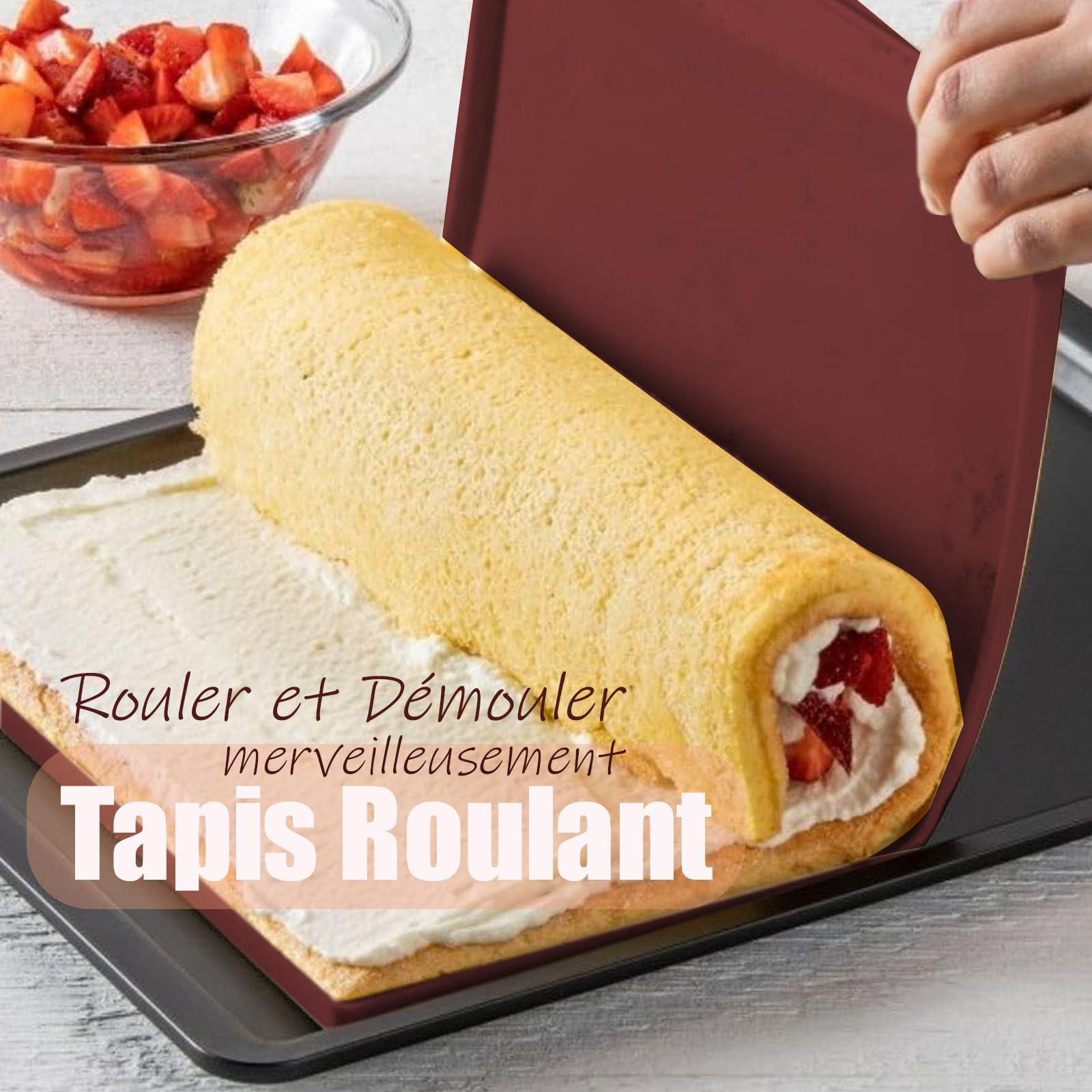Silicone Plaque Génoises 30x40x1cm Tapis Roulade Cuisson Flexible Marron