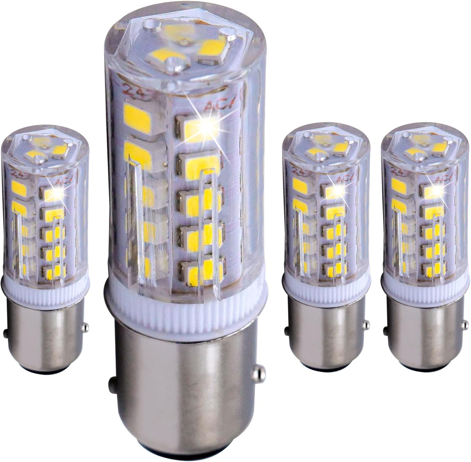 HQRP 4-Pack BAY15d LED Light Bulb Replacement for Ancor Marine Bulb 529340 529341 521158 521162 521166 529344 Double Contact Index Base, 33LED SMD2835 Cool White 12-24V DC Marine Navigation