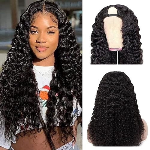 Pelucas de cabello humano brasileño ondulado profundo para mujeres negras, 180% de densidad, cabello virgen brasileño con clip de cabeza completa,
