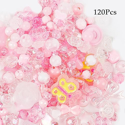 Miniatura 3 de 120 cuentas de Navidad acrílicas rojo verde blanco flor corazón mariposa redondo surtido cuentas huecas estrellas grandes cuentas de plástico