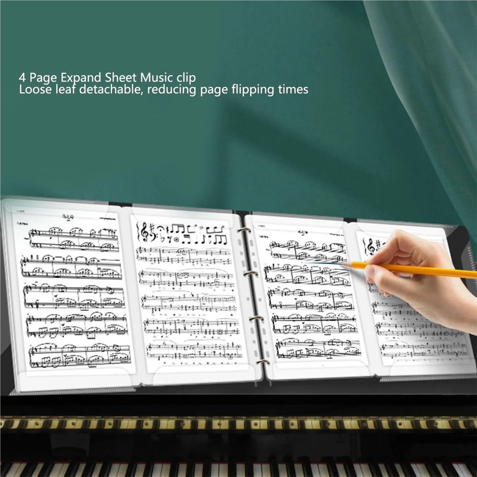 Carpetas Para Partituras Carpeta de partituras 4 páginas, carpeta A4 desmontable con capacidad 52, for teclado Piano, violín y violonchelo Para Partituras Y Papel