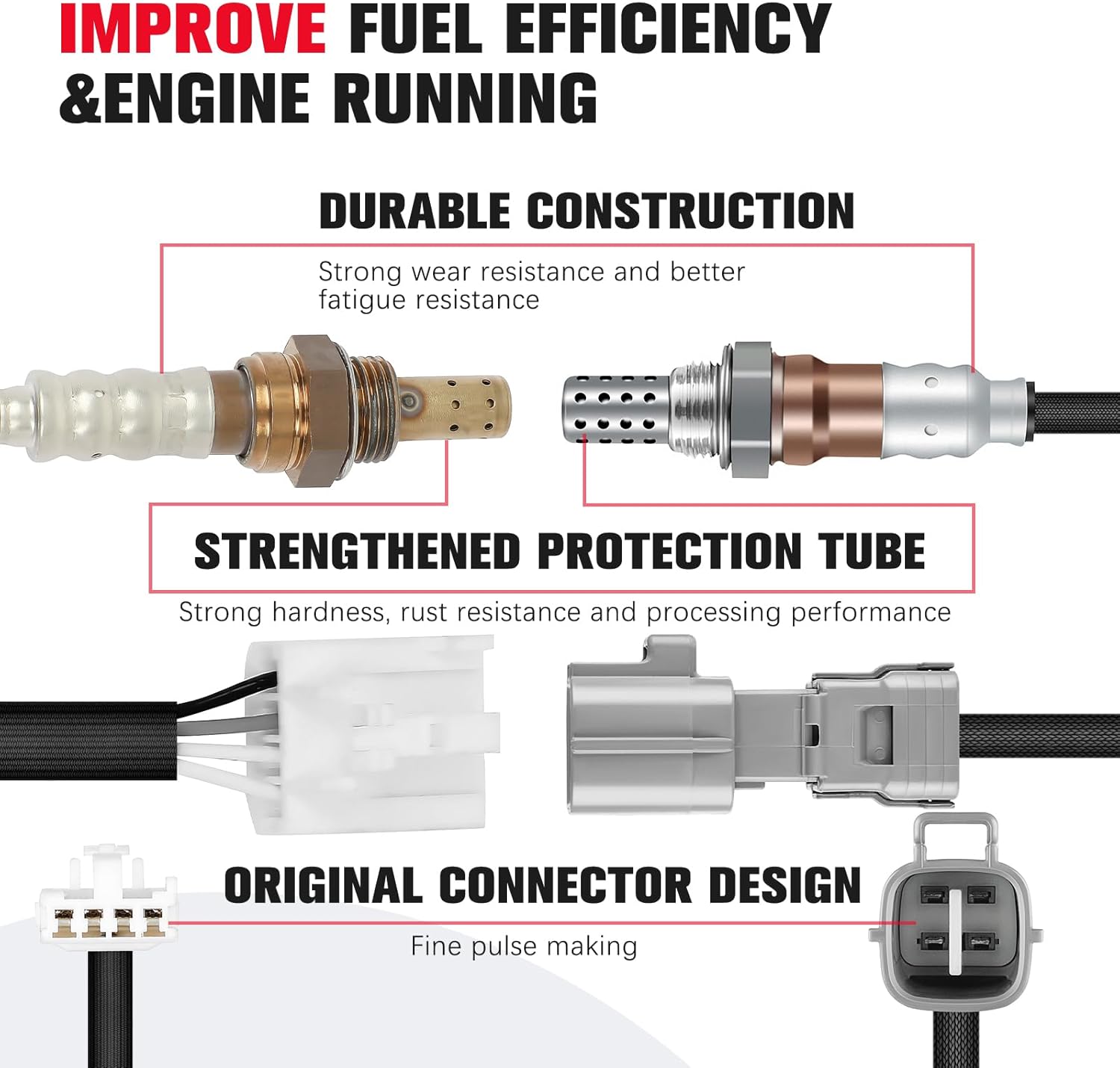 O2 Oxygen Sensor Compatible with 2007-2010 for Toyota Sienna Downstream 2PCS