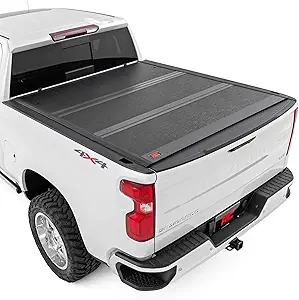 Rough Country Hard Tri-Fold Tonneau Cover for Chevy Silverado & GMC Sierra 1500 (2019-2025) - Low-Profile Aluminum Truck Bed Cover, Fits 5'10 Bed (69.9")