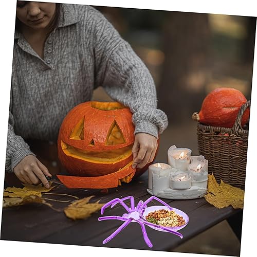 Miniatura 9 de Alipis Plato de araña, bandeja de servir en forma de araña de Halloween, plato de frutas de plástico, bandeja decorativa de postre para decoración